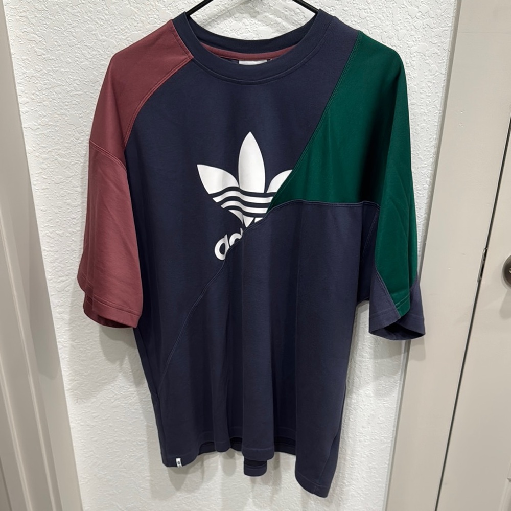 Adidas Vintage Navy and Green Colorblock Tee